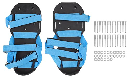 Mavaol Scarpe arieggiatrici per Prato Scarificatore da Giardino Scarpe Chiodate per aerazione del Terreno per Patio Cortile Prato Blu Resistente Lega di Alluminio Suola in plastica ABS