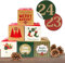 Adventino Adventskalender Merry Christmas aus 24 Pappschachteln und 24 weihnachtlichen Zahlenaufklebern im Retro-Look zum Basteln und Befüllen