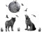 WandSticker4U®- Wandtattoo WOLF FAMILIE AUS DEM WALD I Wandbilder: 85x70 cm I Wand Deko Mond Vögel Tiere Aufkleber I Wandsticker für Wohnzimmer modern Schlafzimmer Küche Garderobe Flur