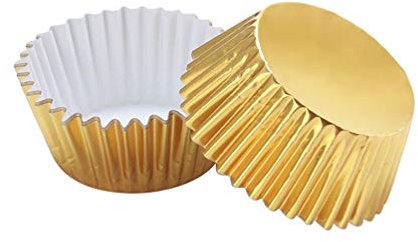 ULTNICE 100 stücke Folie Backförmchen Aluminium Pappbecher für Muffin Cupcake Kuchen (Golden)