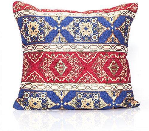 Nurtextil24 Kissenbezug Orientalisch Mega Auswahl Kelim Optik mit Reißverschluss Orient Kissenbezüge BlauRot 60 x 80 cm