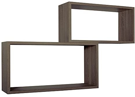 MODULARREDO | BIS RETTANGOLO BISLUNGO Set di 2 Mensole da Muro, Pensile Bagno, Mensola da Parete, Scaffale da Parete, Noce, 70x35 p20 cm e 60x30 p20 cm - Made in Italy