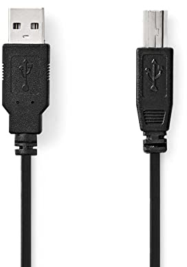 Nedis USB-Kabel - USB 2.0 - USB-A Stecker - USB-B Stecker - 480 Mbps - Vernickelt - 2.00 m - Rund - PVC - Schwarz - Box
