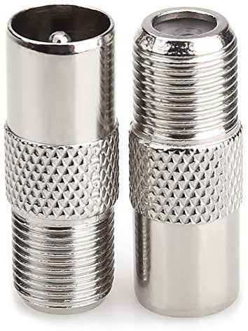 Nanyi TV-Antennenadapter, Buchse auf Stecker, T-/F-Schraubverbinder auf RF-Koaxial-Antennenadapter, vernickelt, 2 Stück