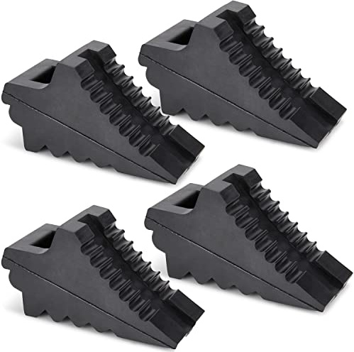 AFA Tooling 4T Rubber Wheel Chocks, 4 Pack, Two Pairs, Handles & Grip Tread