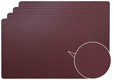 Tischsets aus Kunstleder, Rot, 4 Stück, wasserdicht, schmutzabweisend, hitzebeständig, rutschfest, leicht zu reinigen, für Küche, Esstisch, Konferenztisch