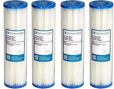 4X 10 Sediment Wasserfilter (Pleated Polyester) 5 µm Auswaschbar Wiederverwendbar