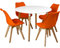 Charles Jacobs White Circular Dinner Table Set with 4 Dining Chairs - Orange