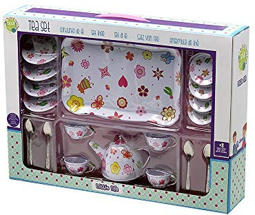Tachan 78055519 Tee-Set mit Tablett aus Stahl, 19 Teile
