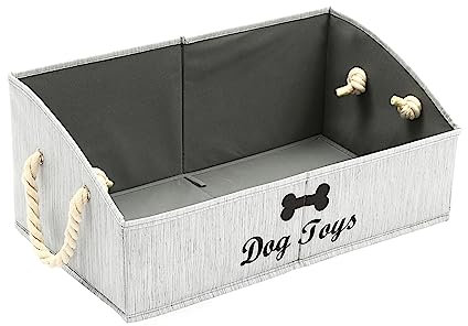 Morezi Large Dog Bin - Shallow Baskets for Storage and Organization - Perfect for Living Room, Playroom, Closet, Home - Grey
