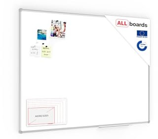 Allboards, magnetisches Whiteboard mit Expo-Alurahmen, trocken abwischbar und beschreibbar, wandmontierbar, 120 x 90 cm.
