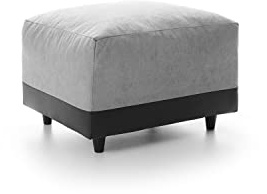 Dylan Footstool in Black & Grey - Easy Clean 2 and 3 Seater Sofa Sets for Living Room - Chenille and Faux Leather Fabric Stylish Contemporary Sofas, Armchairs & Swivel Chairs (Footstool)