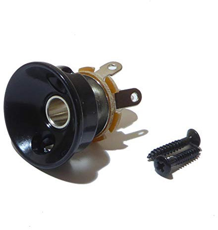 Telecaster electric guitar jack socket and plate in black