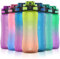 KITART 750ml Kids Sports Water Bottles for School with Chug Lid (Green Orange)