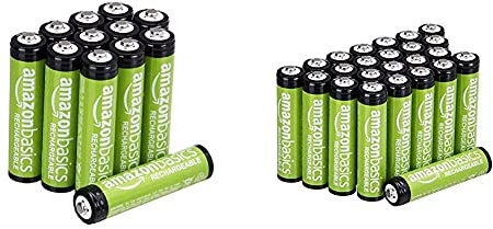 Amazon Basics Piles Rechargeables AAA (Lot de 24) 800 mAh pré-chargées & Piles Rechargeables AAA, Pré-Chargées - Lot de 12