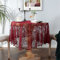 Rote Spitze Tischdecke Bestickt Elegante Florale Muster Tischtuch Runde Overlay Tischdecke für Hochzeit Party Urlaub Lange Abendessen Home Decor (Rund-150CM/60, Rot)