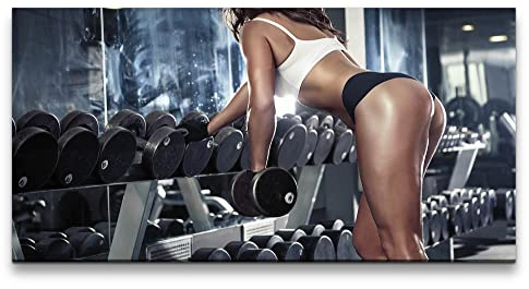 Paul Sinus Leinwandbild 120x60cm Junge Frau Fitness Bodybuilder Sportlich Training Sexy Fitnessstudio