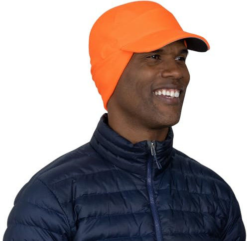 TrailHeads Cap Herren aus Fleece mit Herunterklappbarem Ohrwärmer – Das Basecap Herren für Abenteurer und Pioniere - Jägerorange