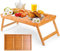 Phane Bandeja para Cama de Bambú, Mesa con Patas Plegables, Bandeja Desayuno 2 en 1 Multiusos, Bandeja Plegable, Mesa Auxiliar para Trabajar y Estudiar, Resistente, Mesita de Noche de Bambú 50x30x23cm