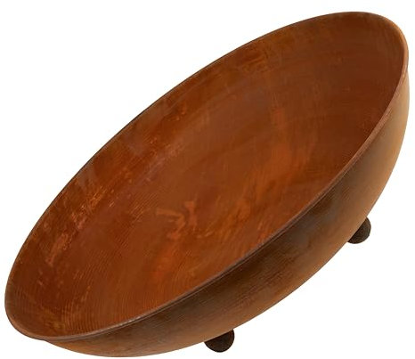 Rostikal Bac à plantes de 53 cm – Bol décoratif en métal rouillé sur pieds sphériques – Décoration de jardin de qualité supérieure résistante aux intempéries pour terrasse, balcon et jardin