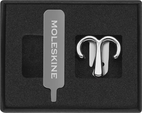 Moleskine-Anstecknadel für Notizbuch oder Agenda, Widder, Brosche mit Sternzeichen-Symbol, Personalisiere den Gummibandverschluss, Personalisierte Geschenkidee, Farbe Silber