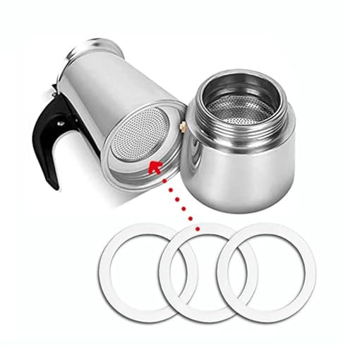 CG94 - Set di Guarnizioni e Filtro per Caffettiera Moka | Compatibile Alta Qualità | Facile da Installare | Include 3 Guarnizioni, 1 Tazza