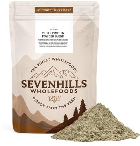 Sevenhills Wholefoods Organic Vegan Natural Protein Powder Blend 900g, with Rice, Hemp & Pea Protein, unsweetened & unflavoured, no additives, Dairy & Soy Free