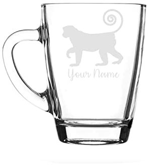 Personalised Monkey Glass Mug Animal Gift for Him for Her