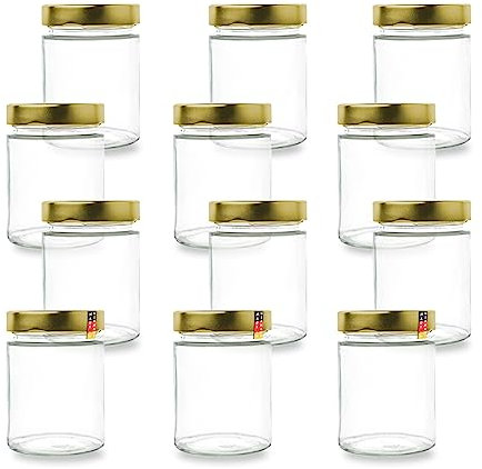 flaschenbauer.de - 12er Set Marmeladengläser 275ml TO 66 Deep, Premium Einmachgläser mit Goldenen Deckel, Vielseitig für Konservierung, Marmelade, Einkochen & Aufbewahrung, 66mm Schraubmündung