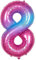 Ponmoo Foil Palloncini Numeri 8 Rosa-Blu Gradiente 40 (101cm), Gonfiabili Elio o Aria, Gigant Numero 0-9, 10-29, 30-100, Granda Palloncino per Anniversario, Decorazione Feste di Compleanno
