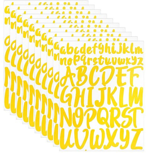 520st Selbstklebende Buchstaben, 10 Bögen 2,5cm 5cm Großbuchstaben Aufkleber Praktische Buchstaben zum Aufkleben für Bastelarbeiten Außenschilder Poster Briefkasten Fenster Auto (Gelb)