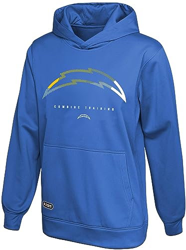 NFL Youth 8-20 Touchdown Team Color Performance Primary Logo Pullover Hoodie, Los Angeles Chargers, 10-12