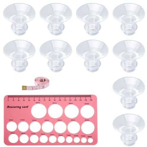 10pcs Breast Pump Flange Insert, 5 Sizes Silicone Flange Insert Replacement with Double-Sided Nipple Ruler for S1/S2/S9/S10/S12 Spectra Flange Breast Pump Guard Shields, Breast Pump Accessories
