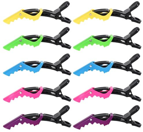 10 Pezzi Fermagli per Capelli, 11 cm Fermagli per Parrucchiere, Antiscivolo Coccodrillo Clip Pinze, Fermagli Capelli Professionali per Barbieri, Parrucchieri, Styling dei Capelli(colorati)