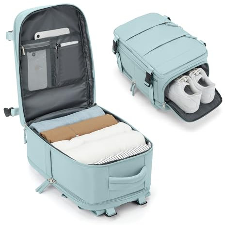 BJLFS Ryanair Handgepäck 40x20x25 Handgepäck Rucksack für Flugzeug Klein Reiserucksack Damen 20L mit Schuhfach für Herren Wasserdicht Rucksack mit Laptopfach für 14 Zoll Laptop,Blau