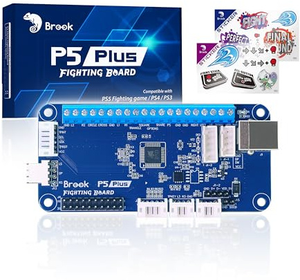 Brook Carte de Combat P5 Plus pour Jeux de Combat PS5/PS4/PS3/Switch/PC (X-Input), Faible Latence, Prend en Charge Quatre Modes SOCD, Fonction mémoire Automatique, Carte de Combat Version d'en-tête