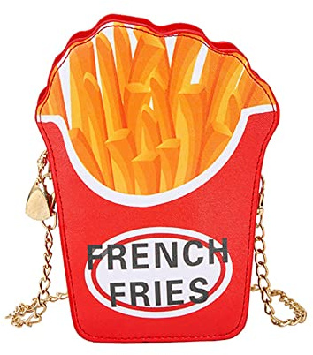 COSSIKA Schultertasche, Cartoon-Hamburger-Umhängetasche für Damen und Mädchen, Pommes-Frites-Form, kleine Umhängetasche, lässige Reisetaschen