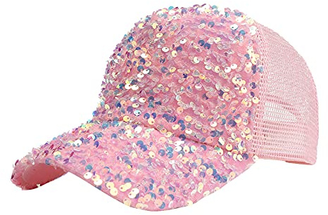 Generisch Baseballkappe für Damen Herren Baseball Cap mit Pailletten Modische Sonnenhut Outdoor Schirmmütze Basecap Athletic Baseball Cap Baumwolle Unisex Mesh Baseballcap