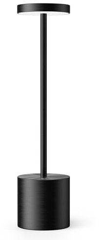 HYMZP Lampada da tavolo LED senza fili Ricaricabile, IP54 Uso Interno/Esterno 5000mAh batteria, Corpo in Alluminio-Nero