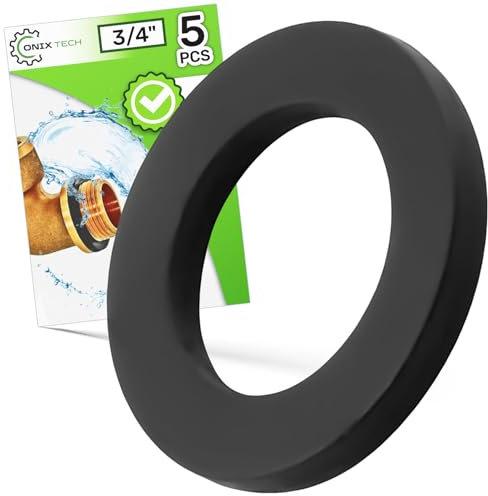 Flachdichtung Gummi - Satz mit 5 Stück - Gummidichtung ist für einen Zulaufschlauch mit einem mit Gewinde 3/4 zoll - Garantie 5 Jahre - ONIX TECH