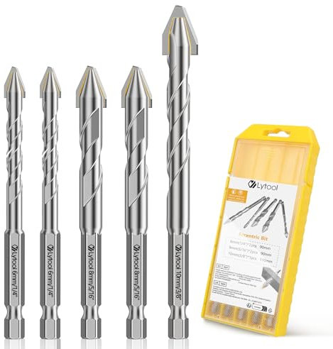 Punte Trapano Gres Porcellanato,Ø6-10 mm,Lytool 5 Pezzi Set di Punte Trapano per Vetro Piastrelle,Ceramica, Granito,Marmo,Accessorio Trapano Elettrici,Forare per Tegole, Piastrelle,Finestra,Portello