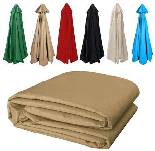 Toile de Rechange pour Parasol 2.7m/3.0m, Toile de Parasol deporté 6 Baleines/8 Baleines, Housse De Rechange pour Parasol D'extérieur, Tissu De Rechange pour Parasol De Jardin, Terrasse, Plage