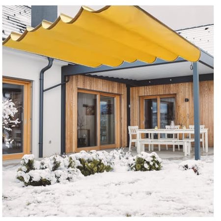 Waterproof Pergola Shade Cover, Retractable Canopy Awning, Heavy-Duty Pergolas Patio, for Porch Backyard,Garden,Grill Gazebo(Yellow,1.5x2m)