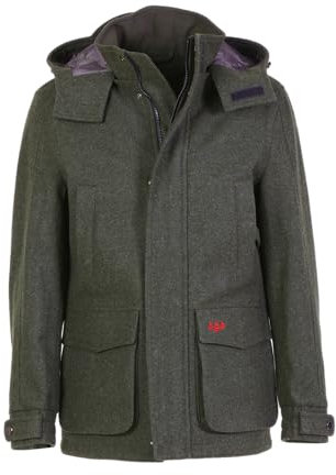 Bayerwald Herren Lodenjacke Jenner – Warme gefütterte Lodenjacke mit Steppinnenfutter, abnehmbarer Kapuze & vielseitigen Taschen | tannengrün (DE/NL/SE/PL, Numerisch, 64, Regular, Regular, tanne)