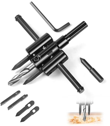 Lcyen Kreisschneider Holz Verstellbar, 30-300 mm Kreisschneider Verstellbar, Kreis Lochsäge Einstellbar Legierung, Kreisschneider mit 2 Paar Ersatzklinge für Holz, Kunststoff, Gipskarton