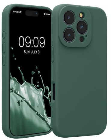 kwmobile Case Compatible with Apple iPhone 16 Pro Case - Slim TPU Silicone Phone Cover - Soft Touch Finish - Forest Green