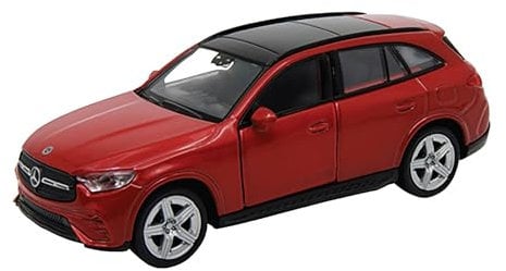 Mercedes-Benz GLC 12cm Modellauto aus Metall Modell Auto mit Rückzugmotor Spielzeugauto Welly 25 (Rot-Metallic)