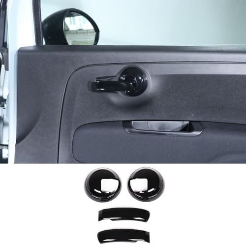 METYOUCAR Car Door Pull Handle Compatible with Fiat 500 2010-2024 Cab and Passenger Interior Door Handle Trim Cover ABS Car Door Handle Protectors Cap 4PCS (Piano Black)