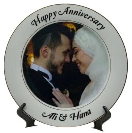 Personalised Photo Plate with Display Stand 10 27cm add Custom Photo Text Perfect Gifts for Engagement Wedding Anniversary Couple Gift