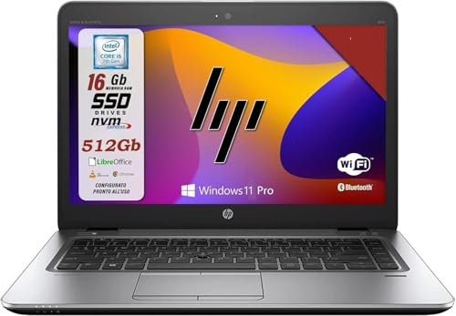 HP EliteBook 820 G4 12,5 pollici HD Intel Core i5 7300U 500GB SSD Hard Drive 16GB Memoria Windows 11 Pro Webcam Notebook Laptop (ricondizionato)